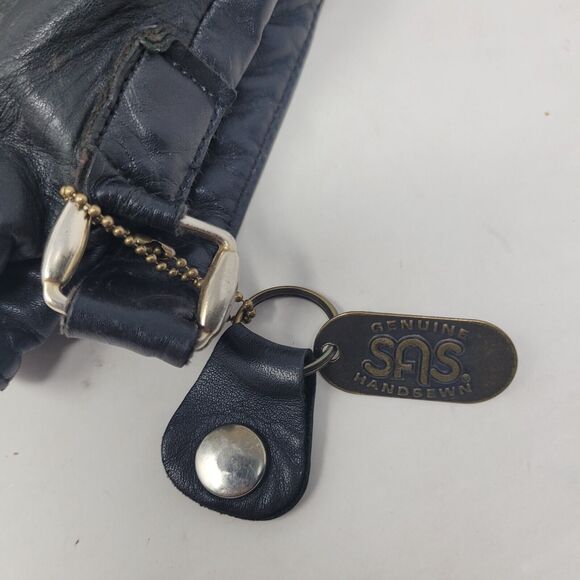 SAS Black Fine Leather Handbag Purse Shoulder Bag Crossbody HandMade In USA San - Picture 8 of 8